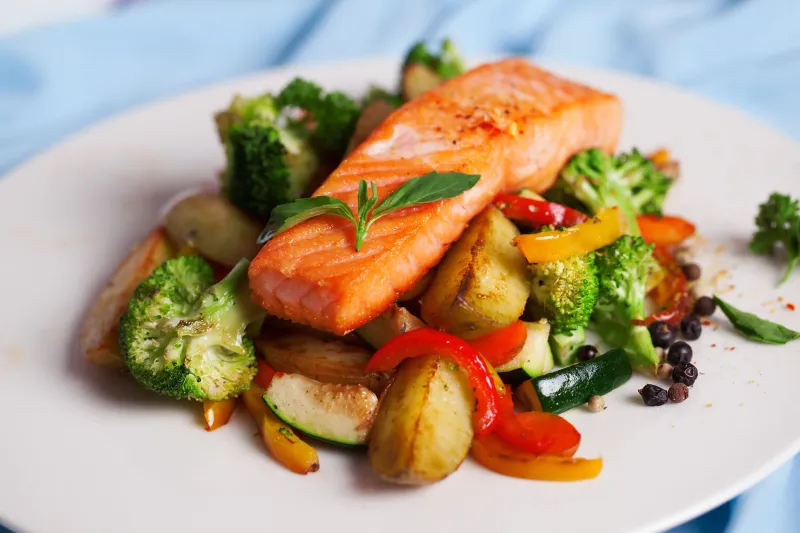 Leonard Hofstadter - Grilled Salmon With Steamed Vegetables