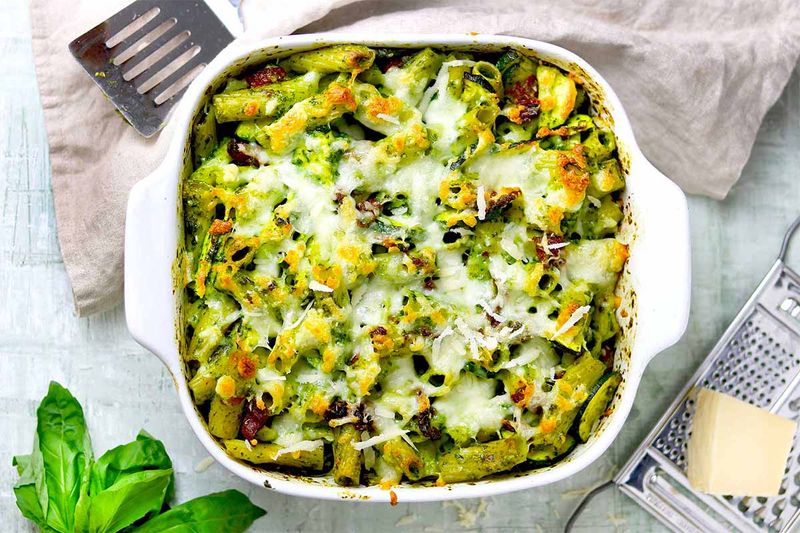 Roasted Vegetable And Pesto Pasta Bake