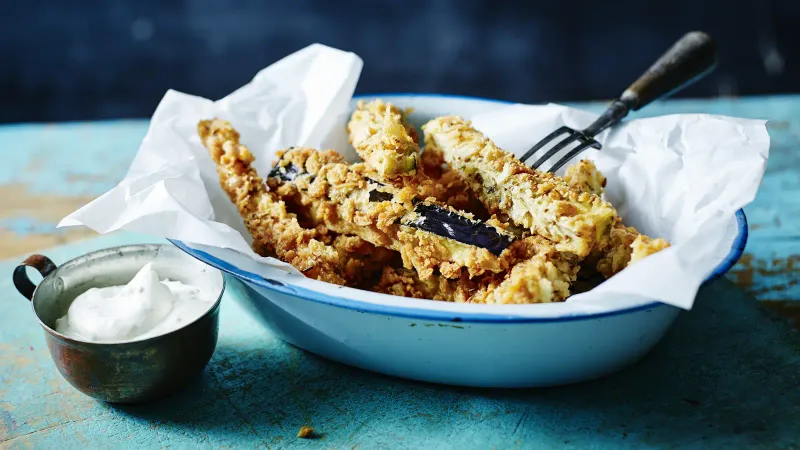 Fry Into Crispy Aubergine Chips