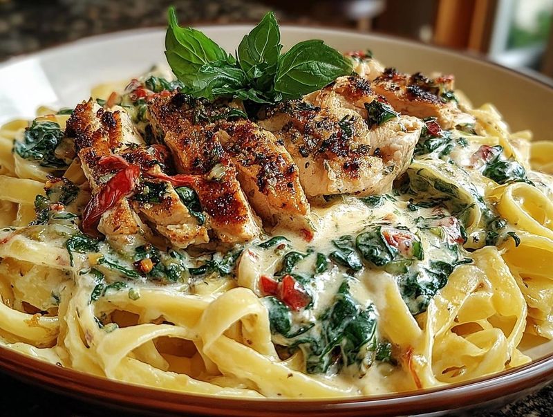 Chicken And Spinach Alfredo Pasta