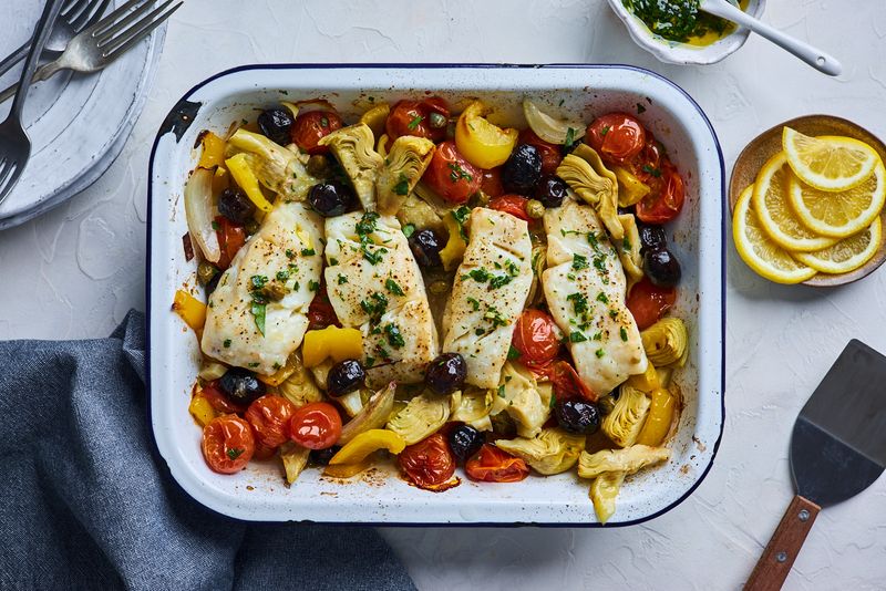 Baked Cod With Mediterranean Vegetables