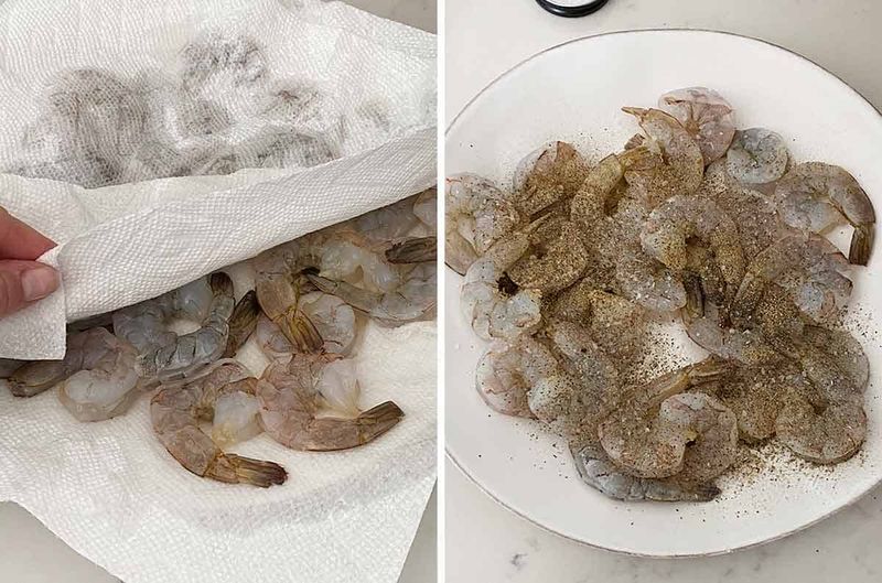 Not Patting Shrimp Dry Before Cooking
