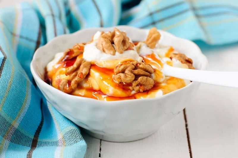 Greek Yogurt With Mixed Nuts And Honey