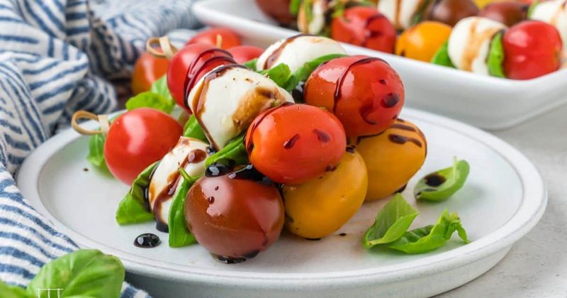 Mini Caprese Skewers With Balsamic Glaze