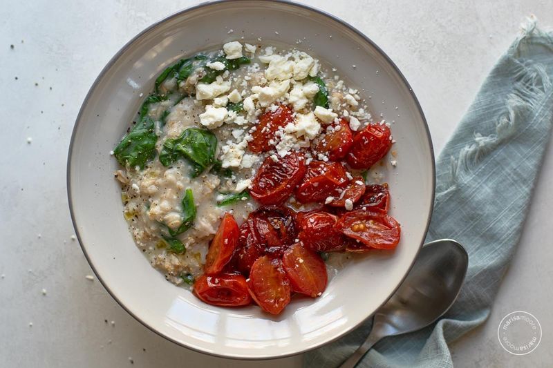 Savoury Overnight Oats With Spinach And Feta