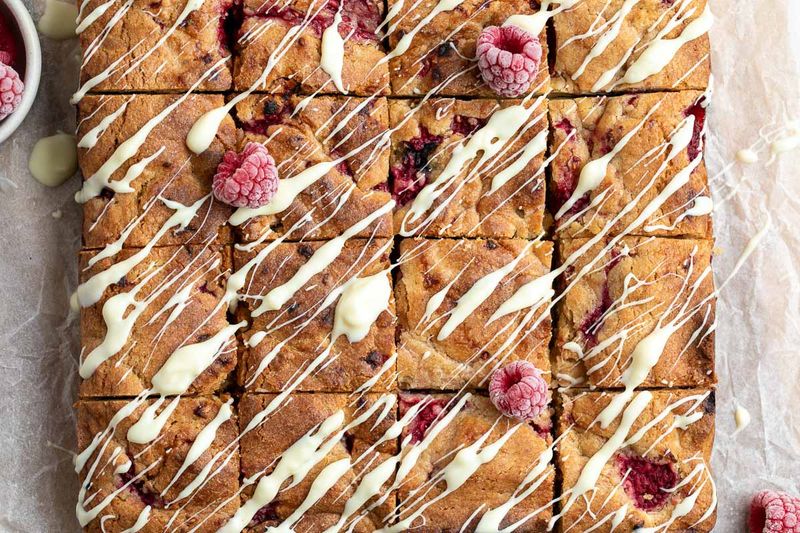 Raspberry And White Chocolate Blondies