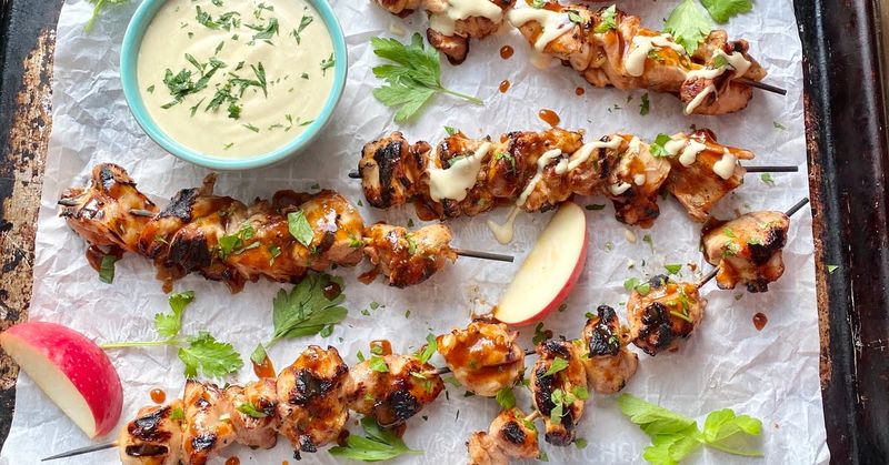 Mini Chicken Skewers With Honey Mustard Dip