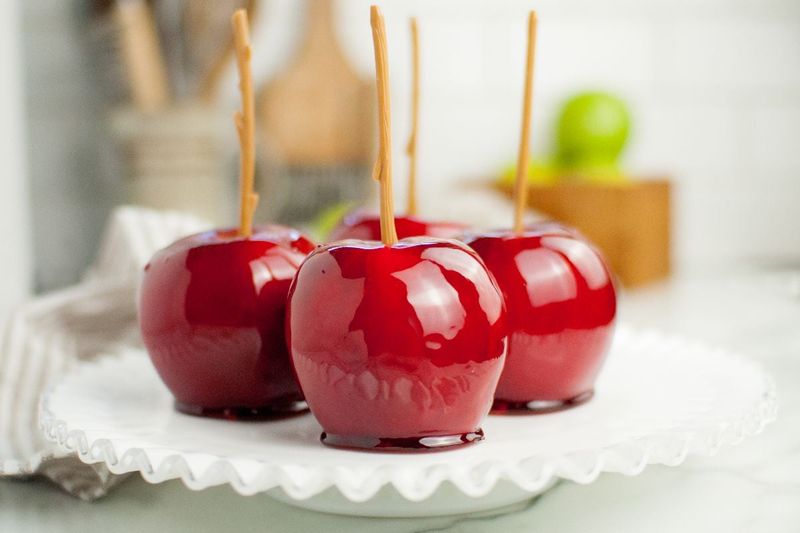 Classic Red Candy Apples With A Glossy Finish