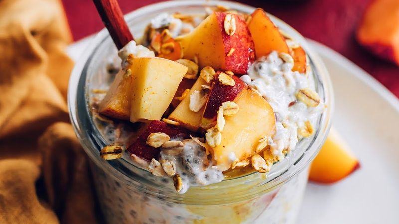 Peaches And Cream Overnight Oats