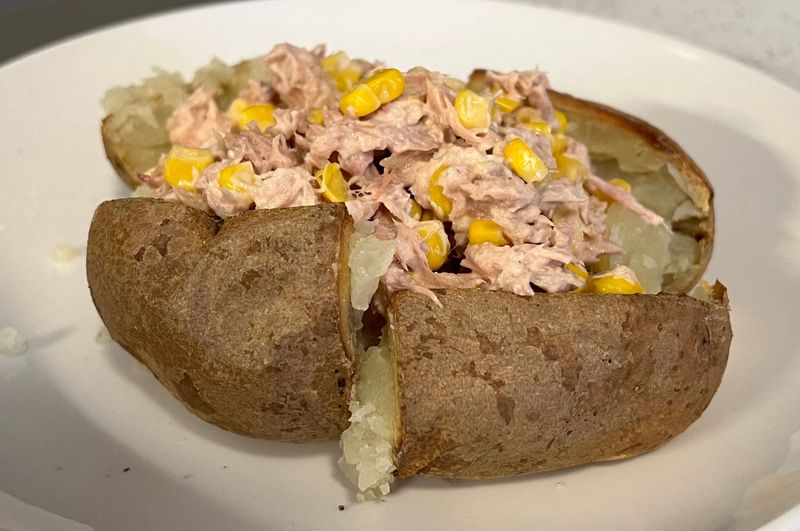 Tuna And Mayonnaise With Beans On A Jacket Potato