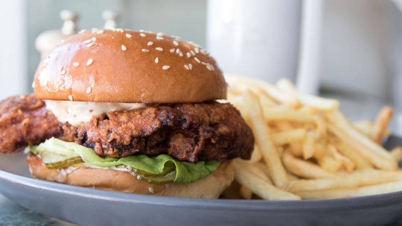 Southern Fried Chicken Burger And Fries
