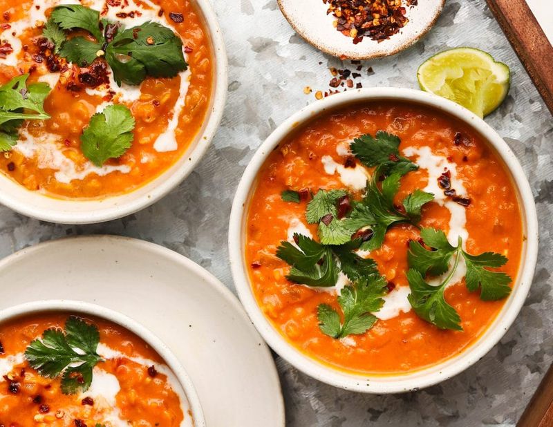 Tomato And Red Lentil Coconut Soup