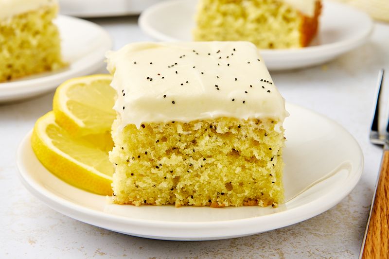 Lemon Drizzle Traybake With Poppy Seeds