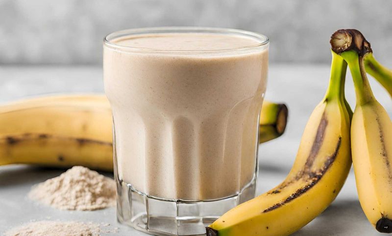 Protein Smoothie With Banana And Whey Powder