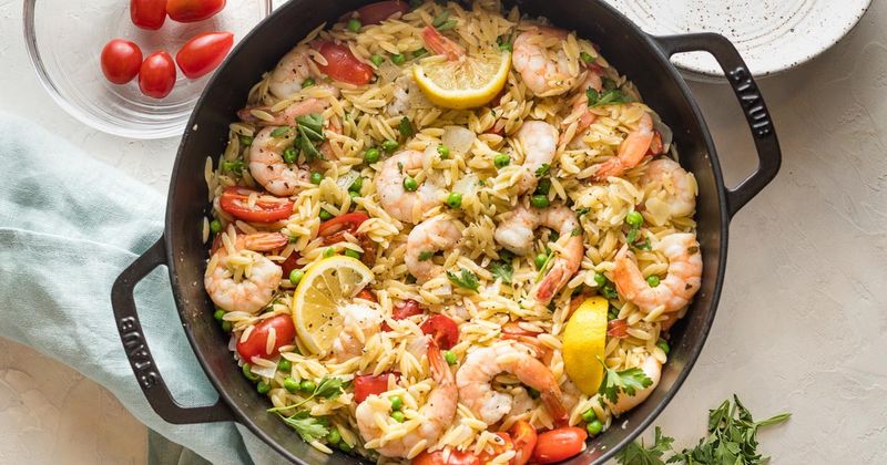 Lemon And Herb Orzo With Prawns