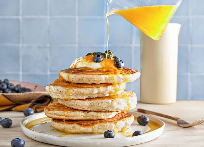 Chia Seed Pancakes With Maple Syrup