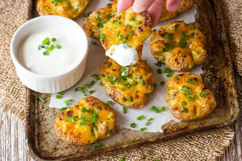 Smashed Green Onion Potato Bombs