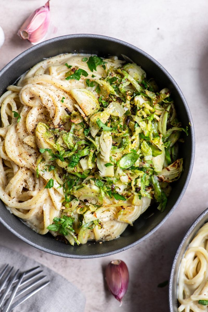 Brussels Sprouts Pasta With Cream Sauce