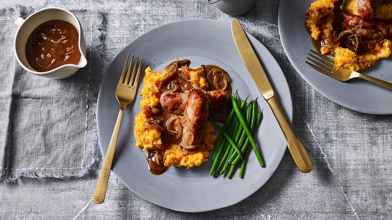 Sweet Potato Mash Bangers