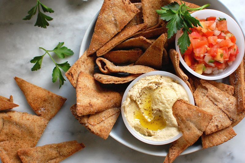 Pita With Mezze Such As Hummus And Falafel (Middle East)