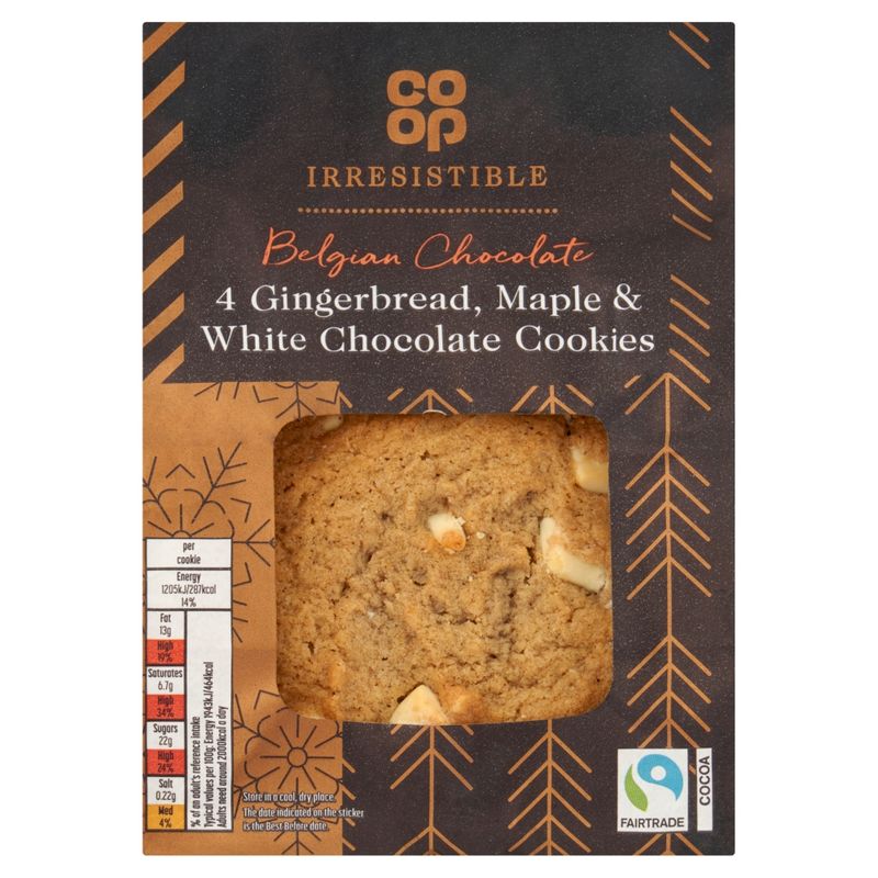 Co-op Irresistible Gingerbread, Maple & White Chocolate Cookies