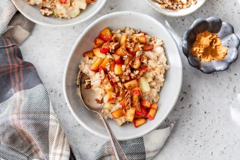 Porridge With Cinnamon And Stewed Apples
