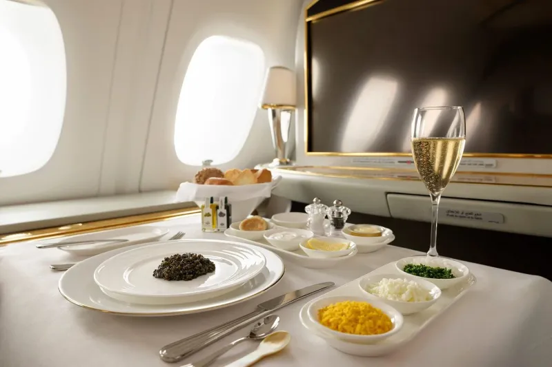 Emirates' Early 2000s À La Carte First Class Dining With Freshly Prepared Entrées