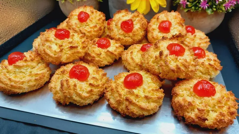 Coconut Macaroons With A Cherry On Top