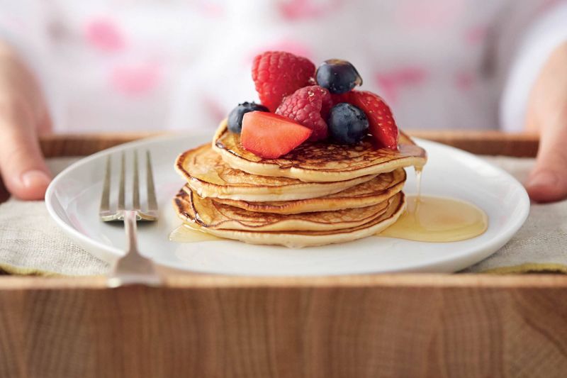 Pancakes With Maple Syrup And Berries