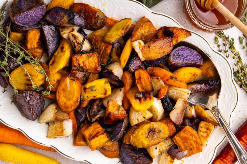 Roasted Root Vegetables With Honey And Thyme
