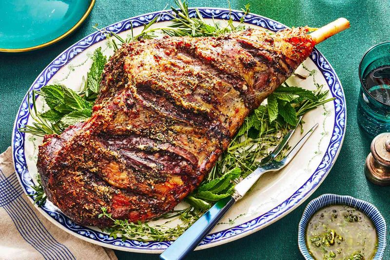 Roast Leg Of Lamb With Herb Crust