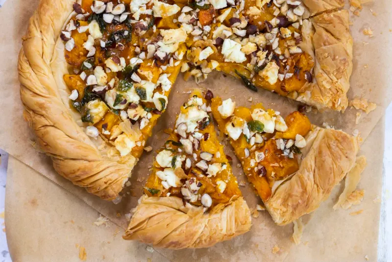 Pumpkin And Feta Tart With Puff Pastry