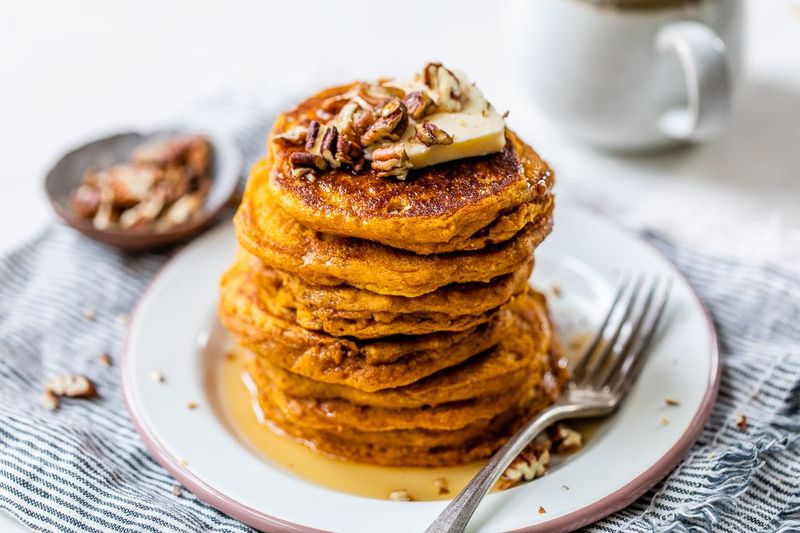 Pumpkin Pancakes With Maple Syrup
