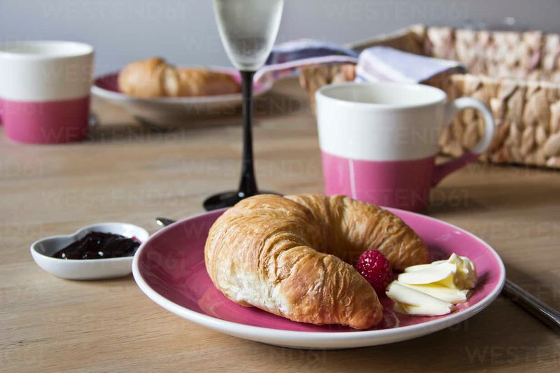 Croissant With Butter And Jam