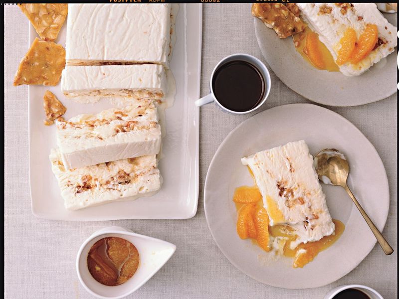 Tangerine Semifreddo With Salted Almond Brittle