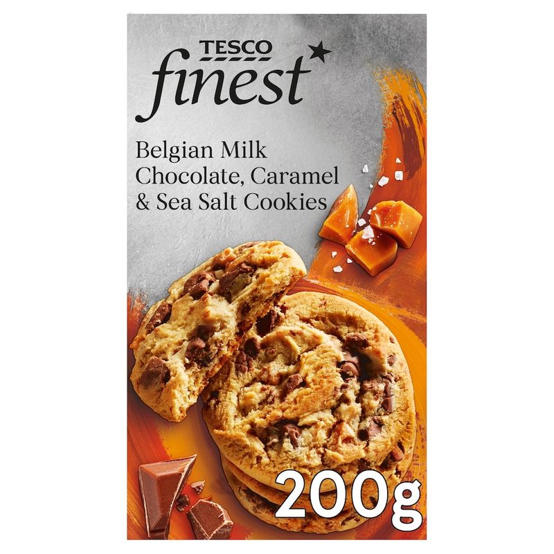 Tesco Finest Belgian Milk Chocolate, Caramel & Sea Salt Cookies 