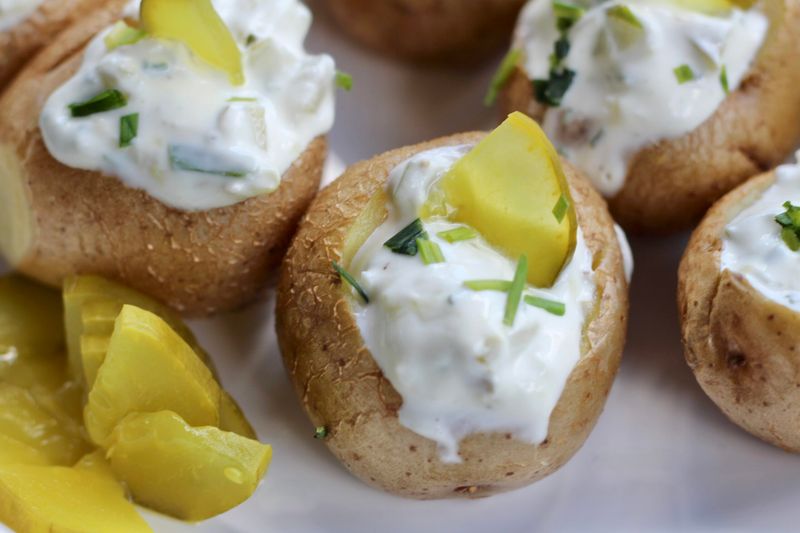 Top Baked Potatoes With Chopped Pickles