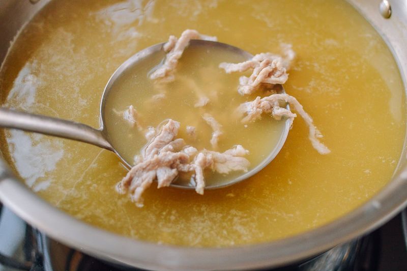 Tinned Soup Heated On A Camping Stove