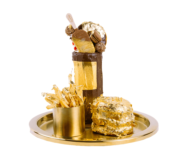 Gold-Covered Burgers And Desserts