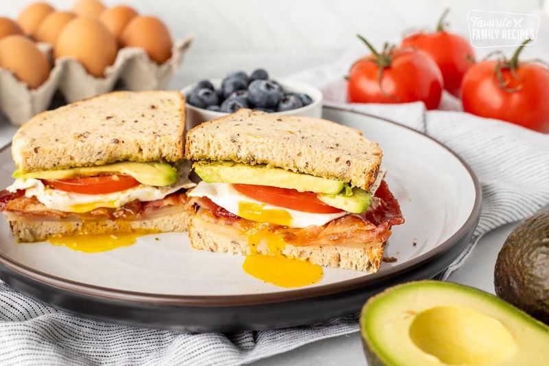 Bacon, Avocado, And Tomato Breakfast Sandwich