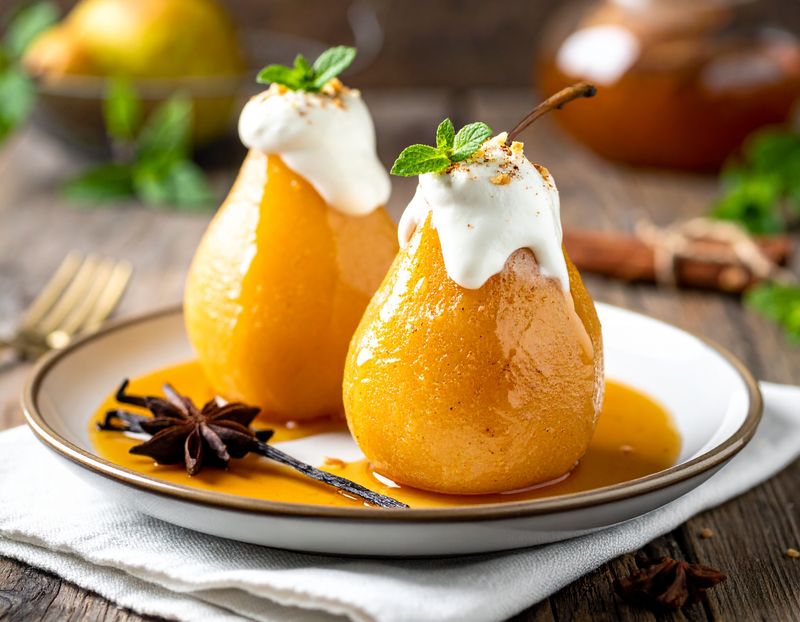 Poached Pears With Spiced Syrup