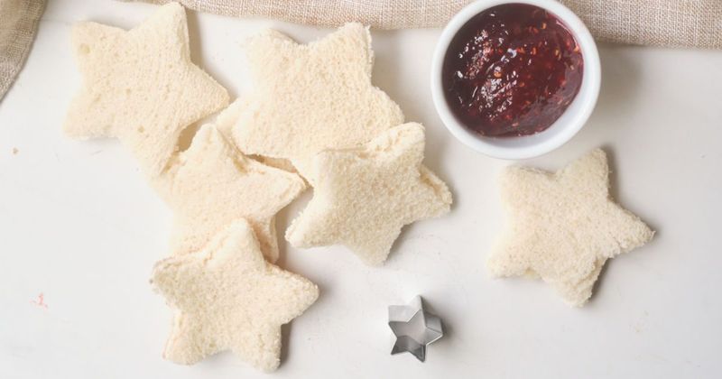 Peanut Butter And Jelly Sandwiches Cut Into Shapes