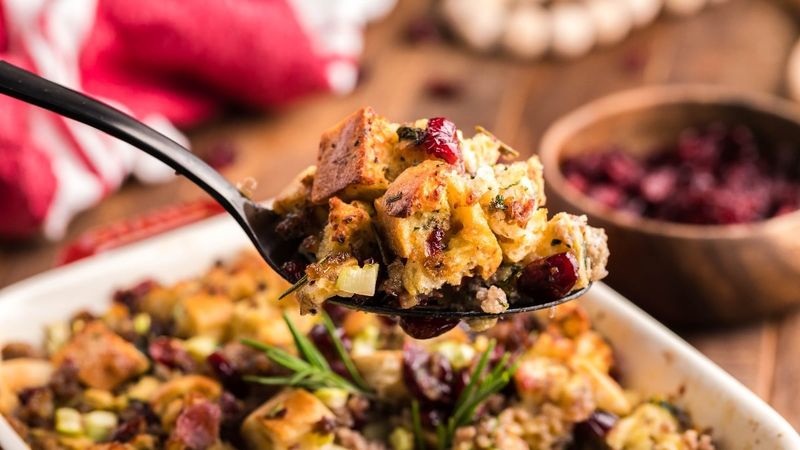 Sausage, Stuffing, And Cranberry Bake