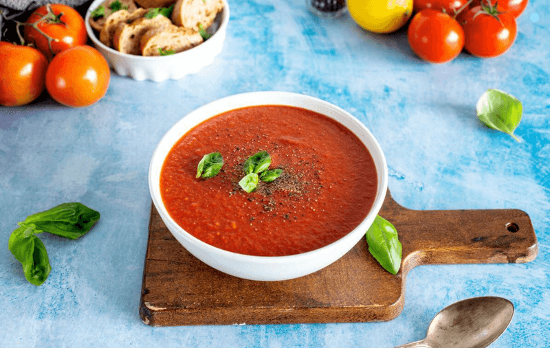 Tomato Basil Soup With Crusty Bread