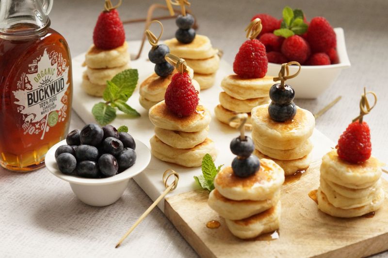 Mini Pancake Stacks With Maple Syrup