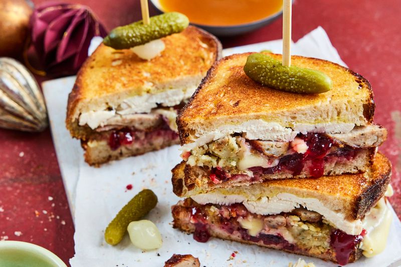 Turkey And Leftover Trimmings Sandwich