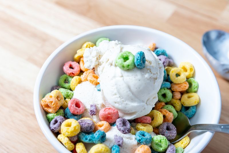 Cereal Mixed With Ice Cream