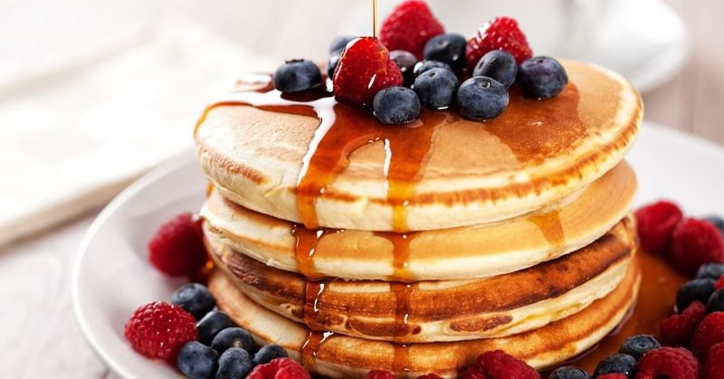 Eggnog Pancakes Topped With Fruit