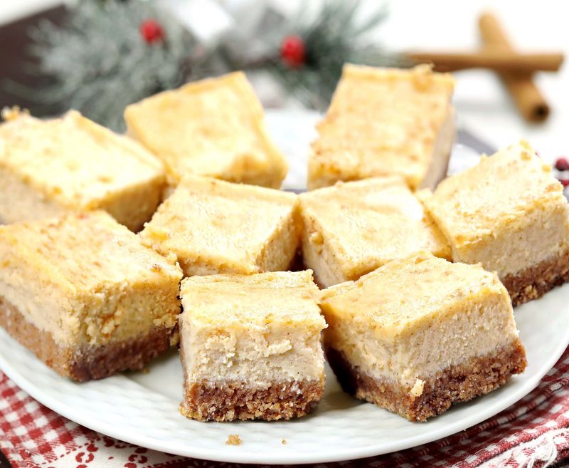 Eggnog Cheesecake Bars