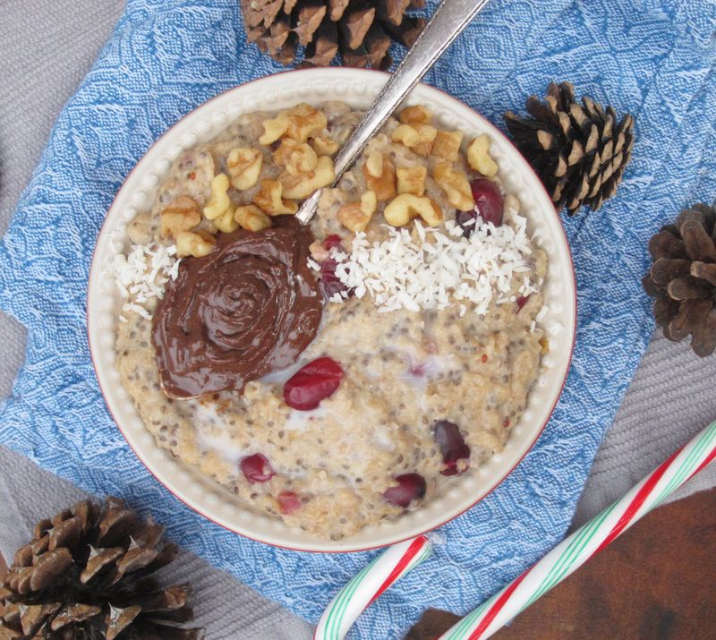 Eggnog-Infused Oatmeal With Raisins